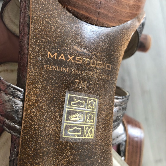 Maxstudio woman Genuine Snakeskin Leather Metallic Silver Pump Strappy Sandal 7M - Picture 5 of 5